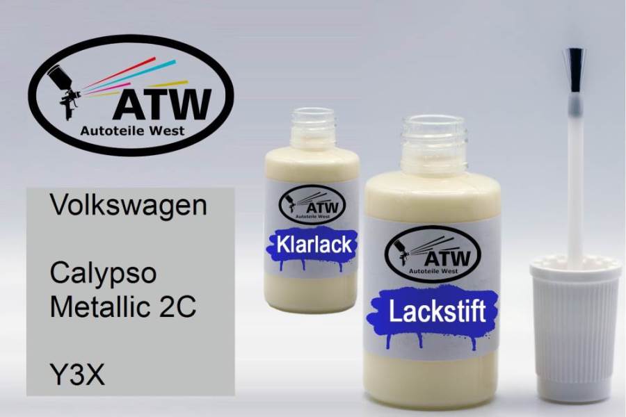 Volkswagen, Calypso Metallic 2C, Y3X: 20ml Lackstift + 20ml Klarlack - Set, von ATW Autoteile West.